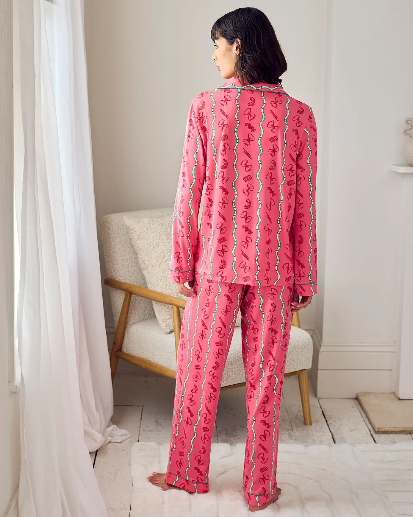 Tall Pasta Stripe Print Long Pyjama Set - Image 4