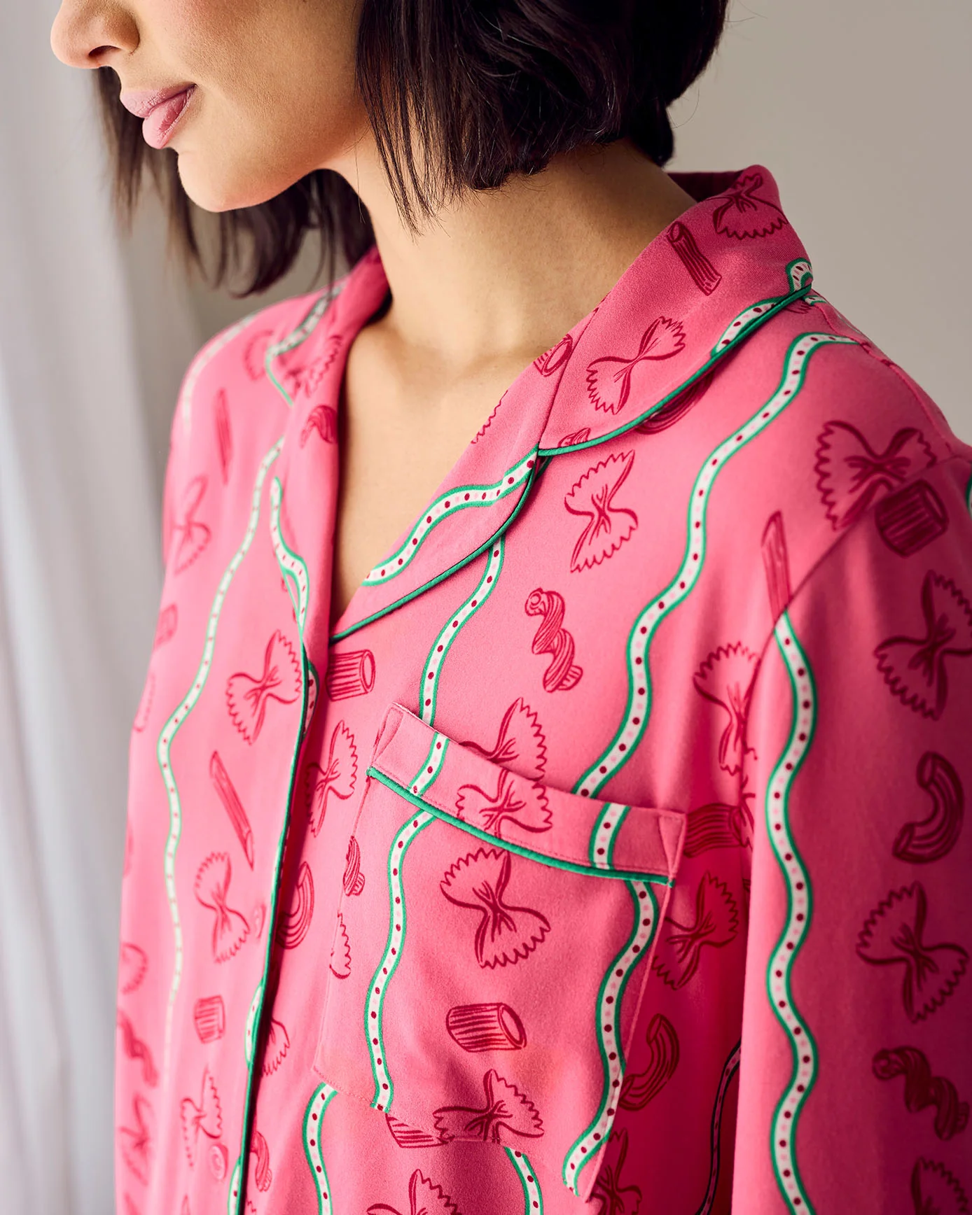 Tall Pasta Stripe Print Long Pyjama Set - Image 5