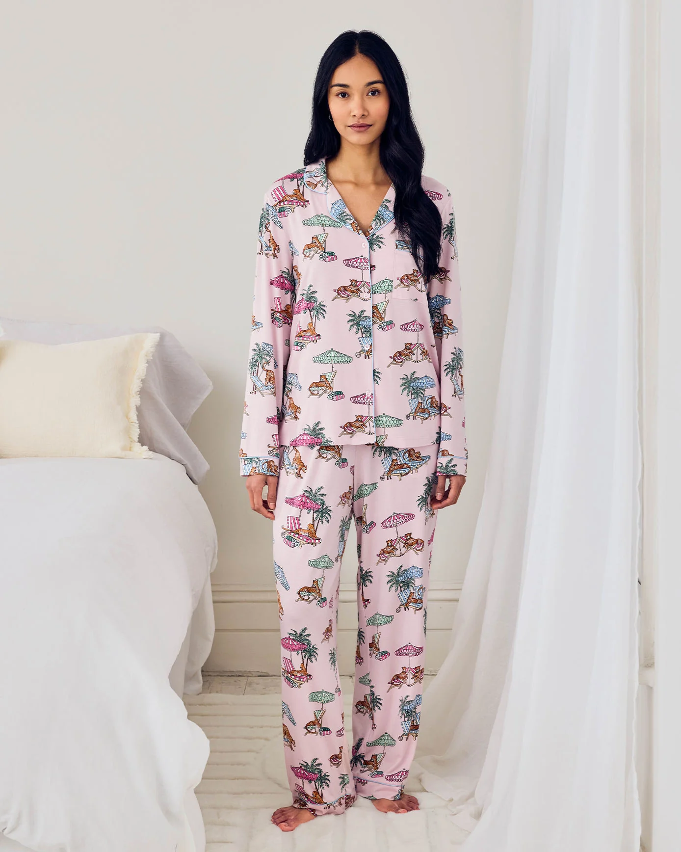 Tall TENCEL™ Modal Lounging Leopards Print Long Pyjama Set
