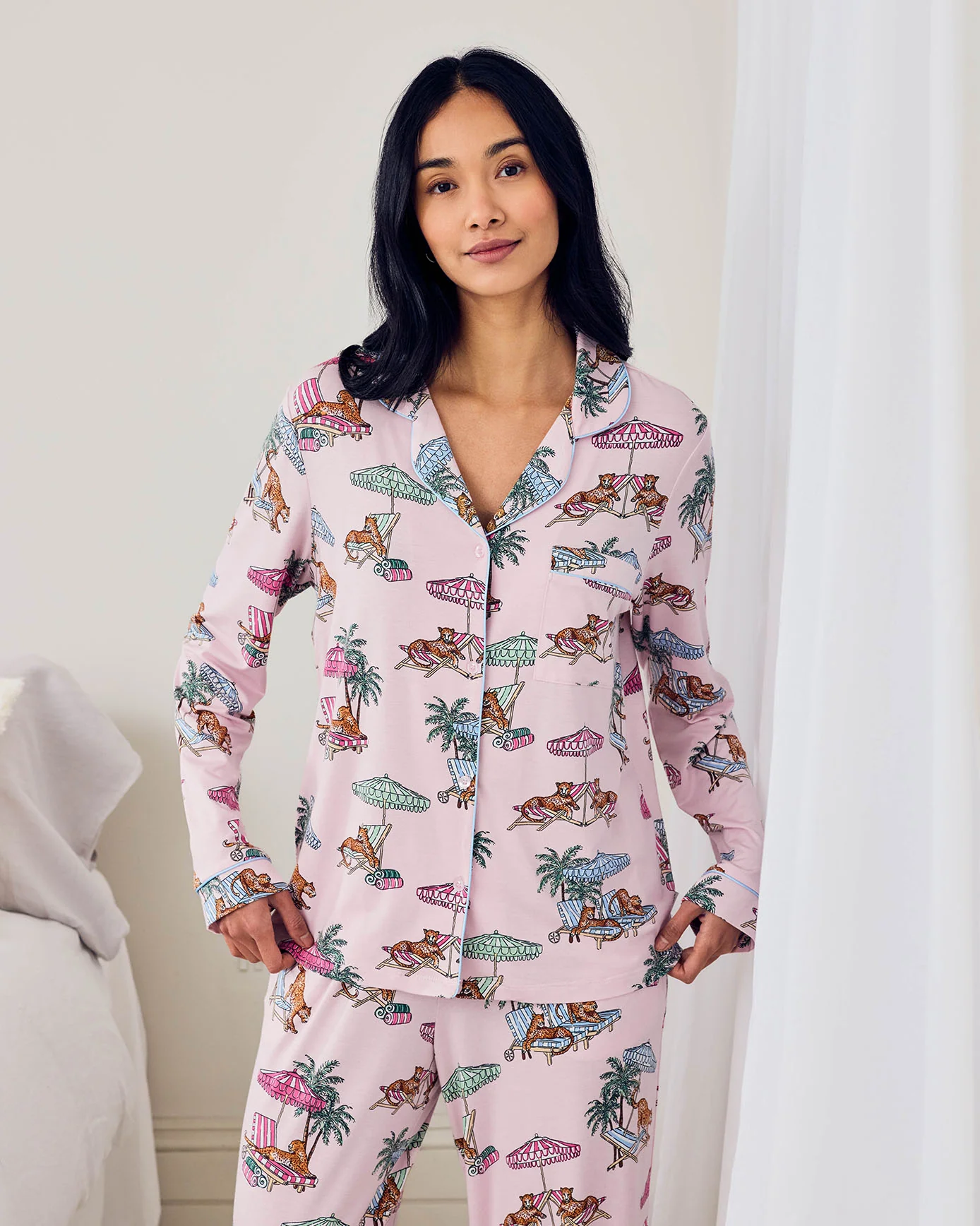 Tall TENCEL™ Modal Lounging Leopards Print Long Pyjama Set - Image 2