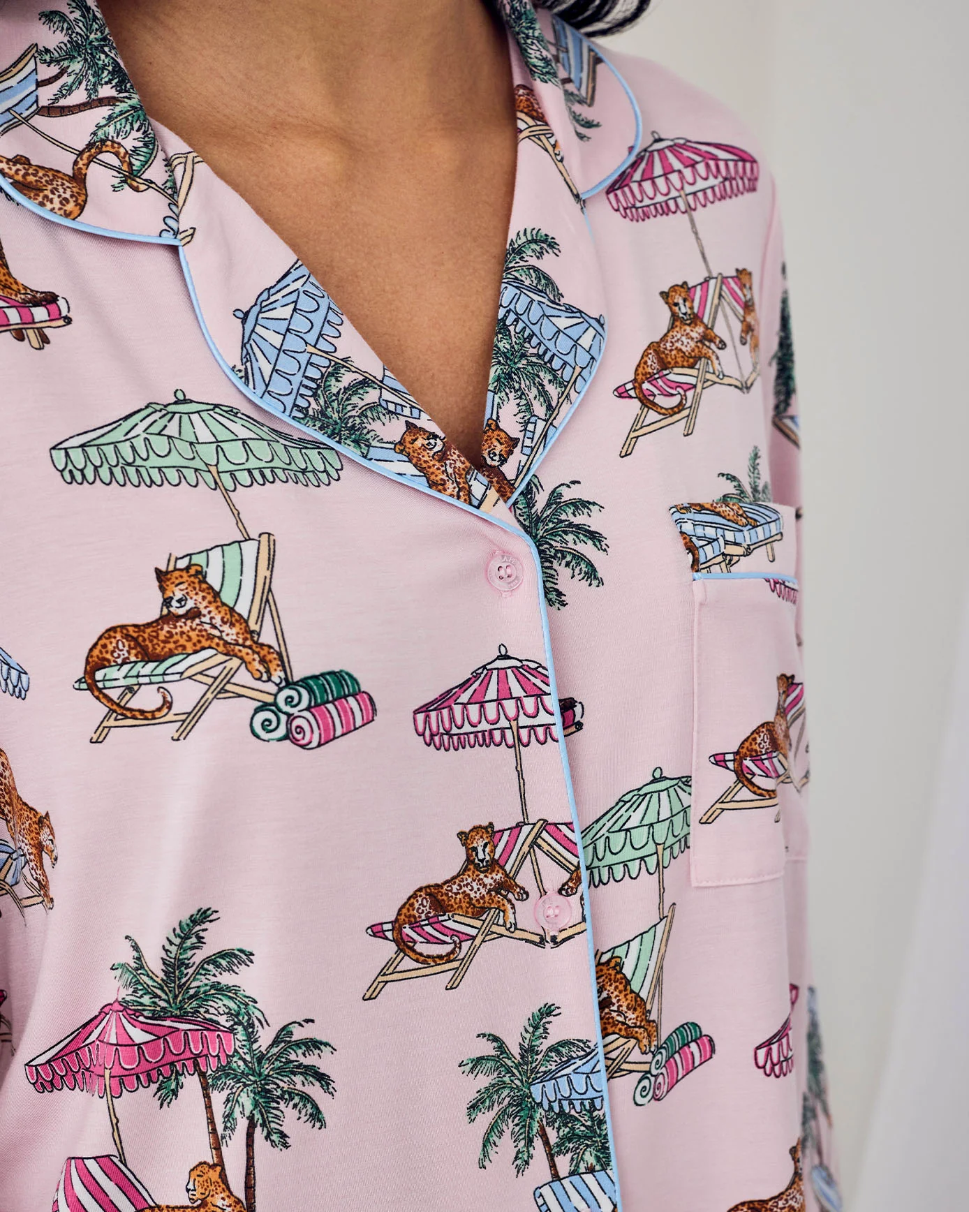 Tall TENCEL™ Modal Lounging Leopards Print Long Pyjama Set - Image 5
