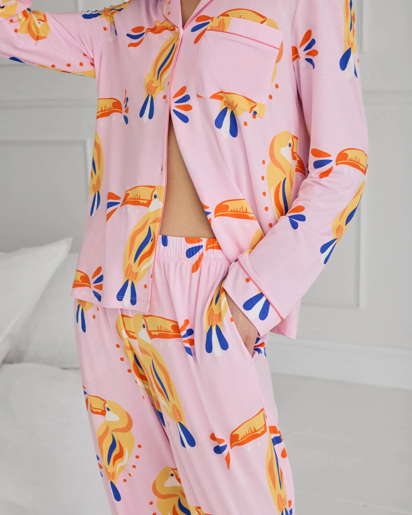 Tall TENCEL™ Modal Toucan Print Long Pyjama Set - Image 4