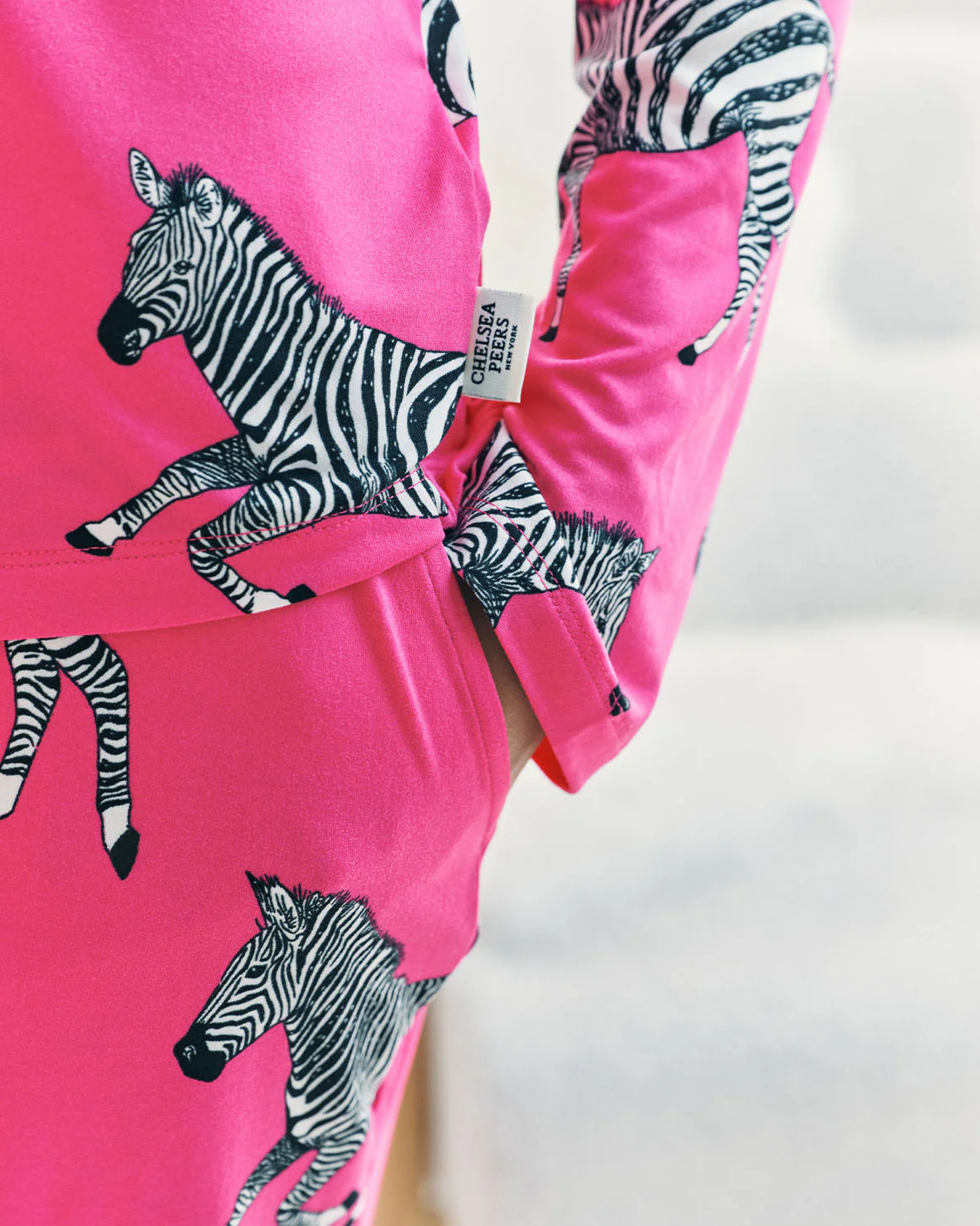 Tall Zebra Print Long Pyjama Set - Hot Pink - Image 6