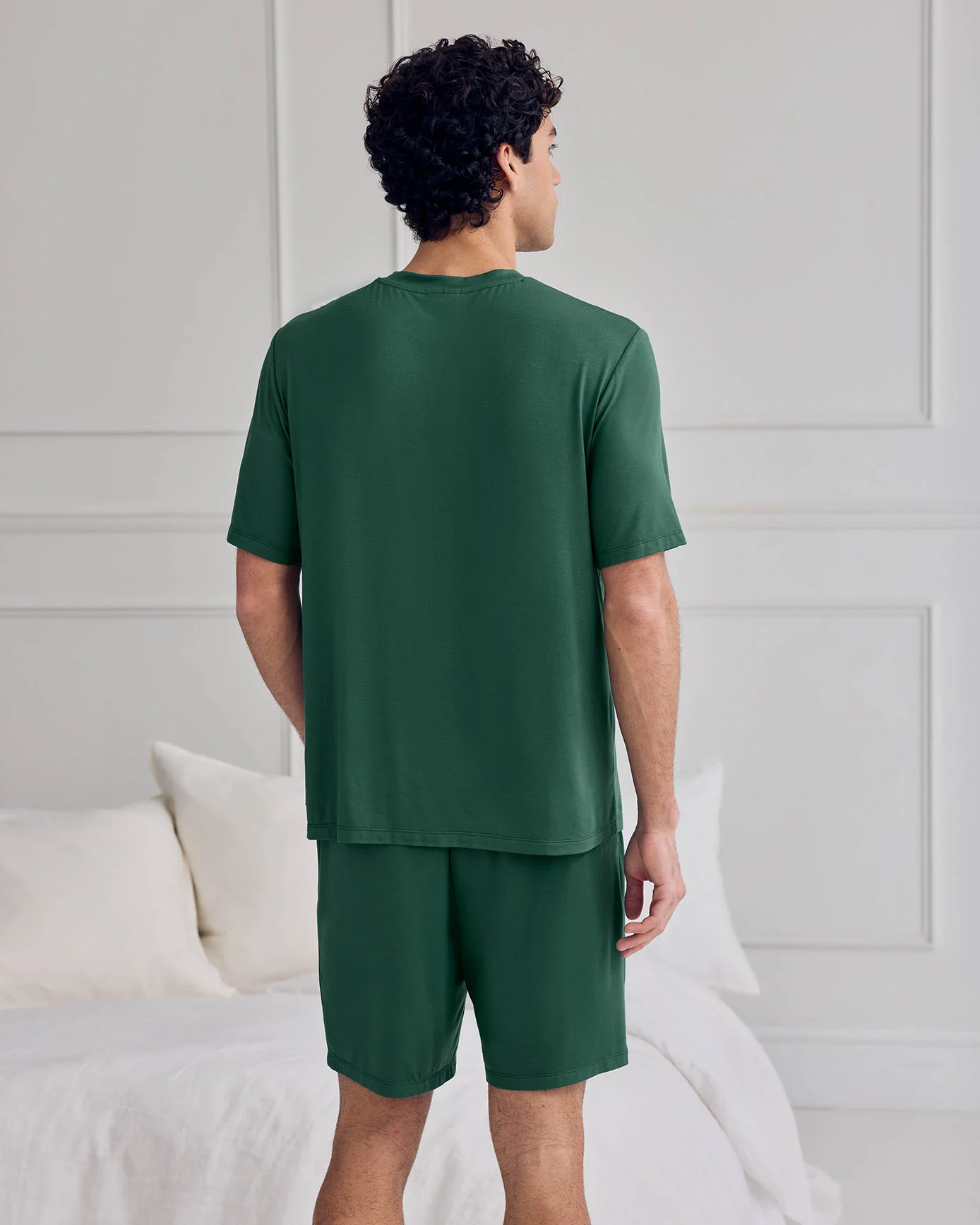 TENCEL™ Modal Crew Neck Short Pyjama Set - Green - Image 4