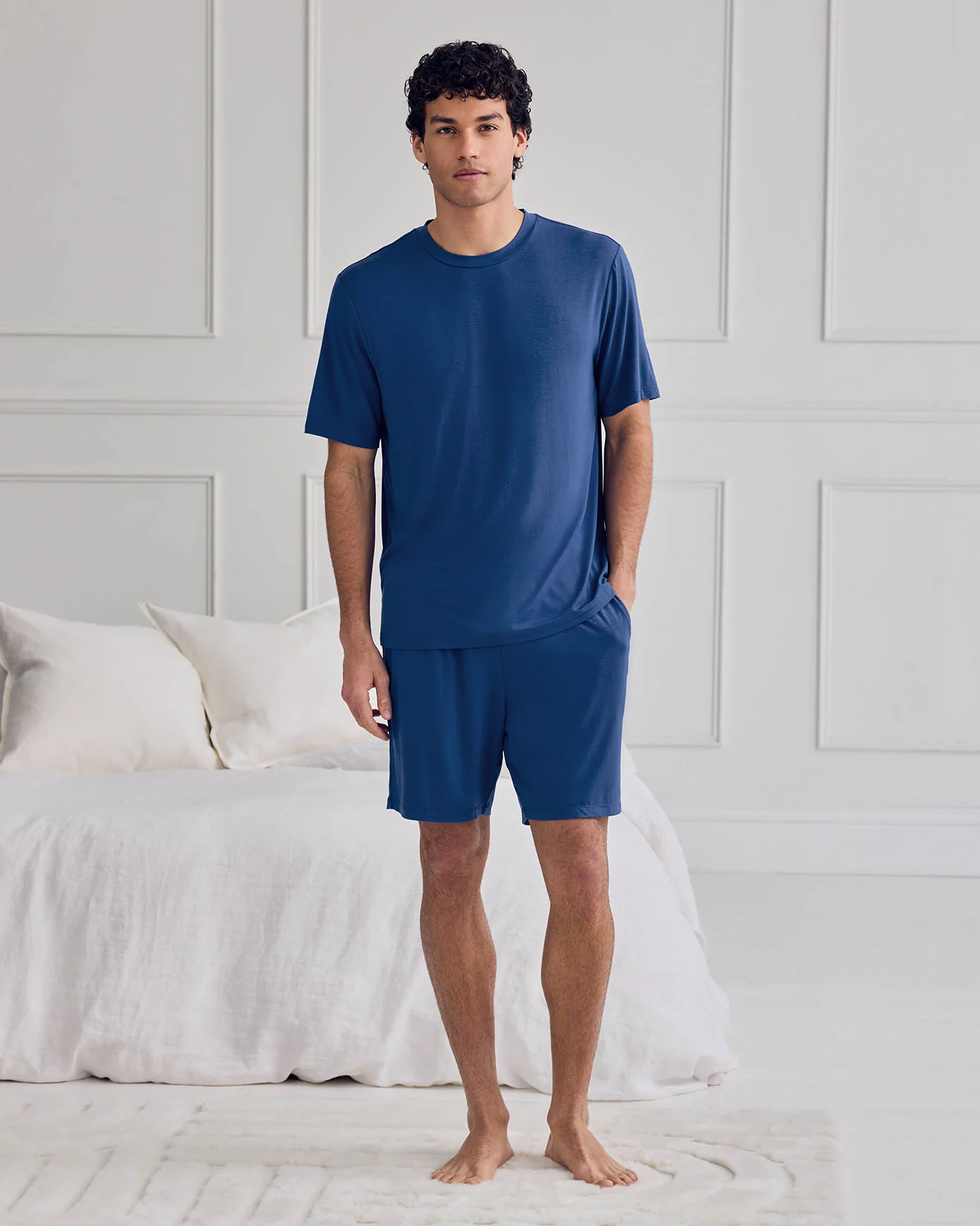 TENCEL™ Modal Crew Neck Short Pyjama Set - Royal Blue - Image 2