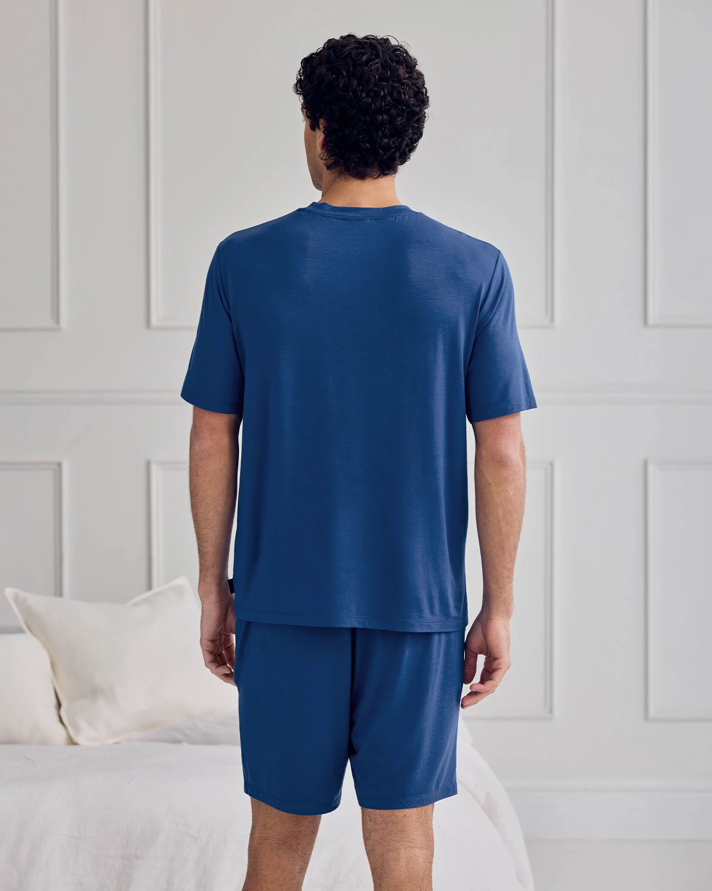 TENCEL™ Modal Crew Neck Short Pyjama Set - Royal Blue - Image 4