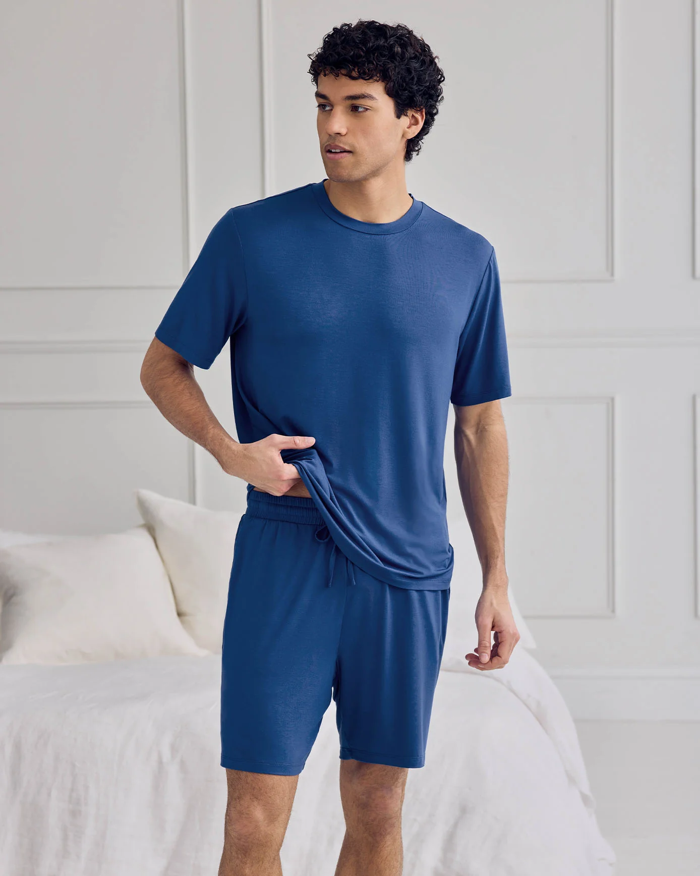 TENCEL™ Modal Crew Neck Short Pyjama Set - Royal Blue - Image 5