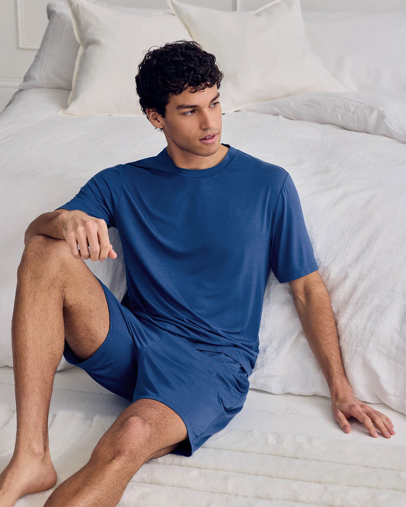 TENCEL™ Modal Crew Neck Short Pyjama Set - Royal Blue - Image 6