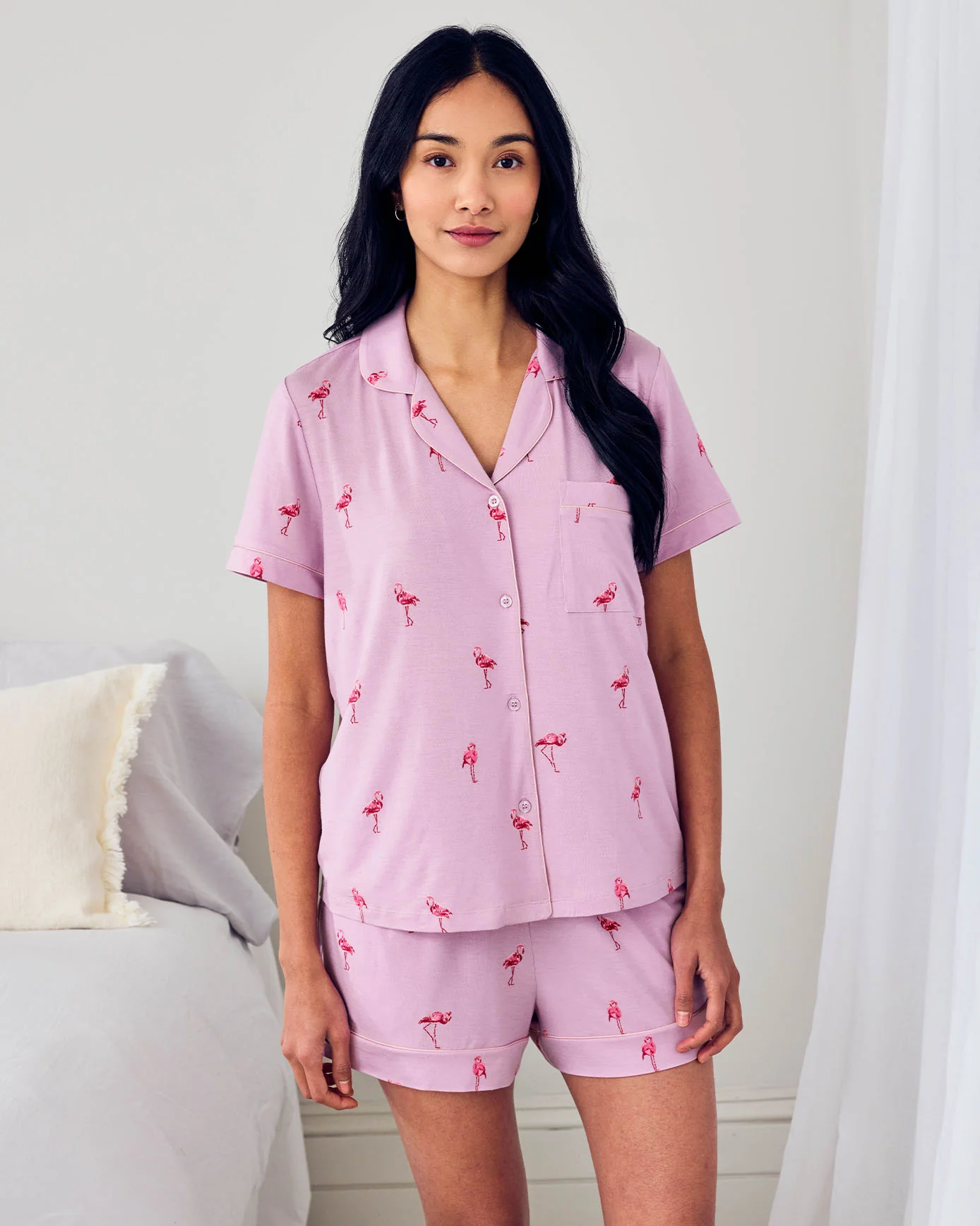TENCEL™ Modal Flamingo Print Short Pyjama Set