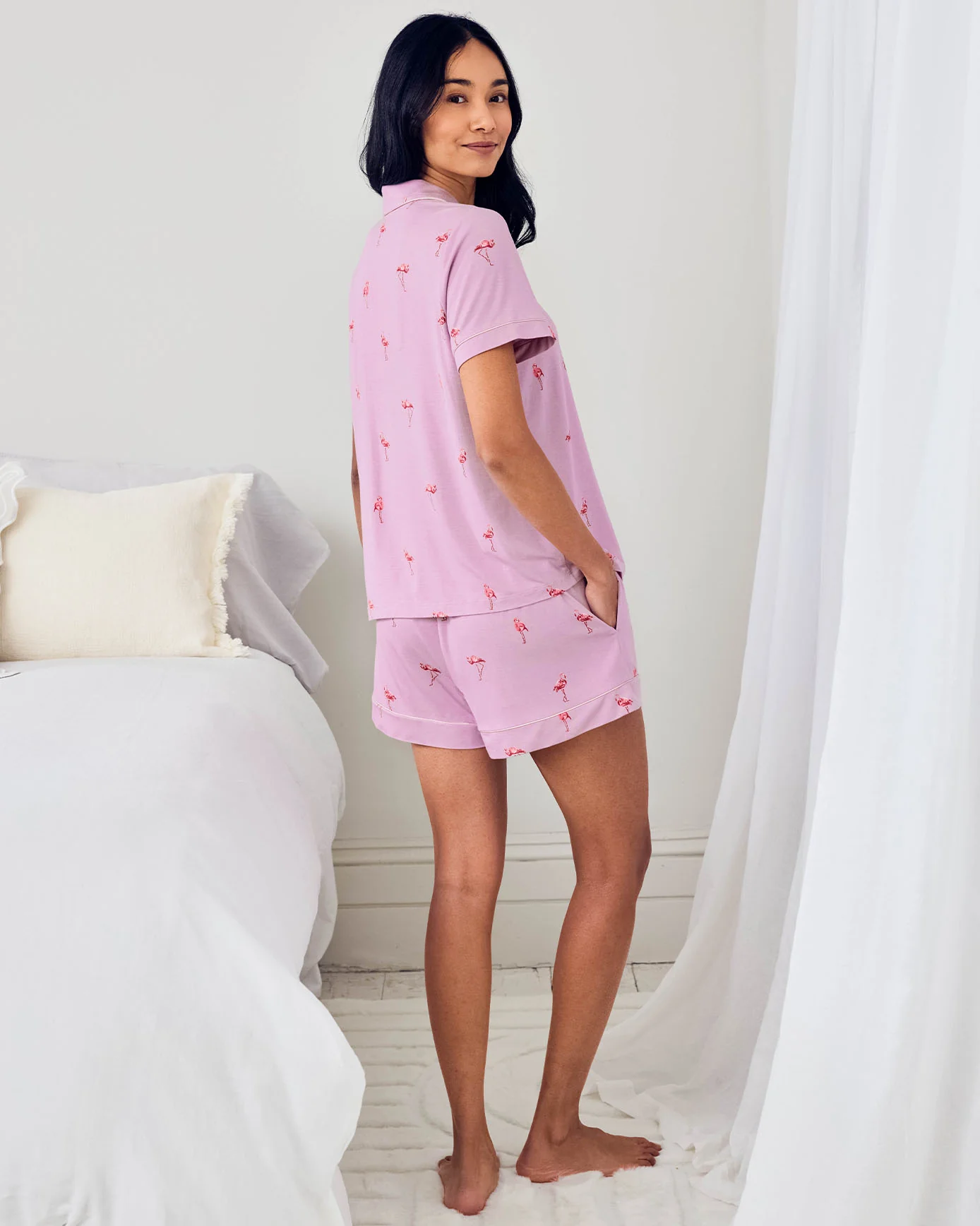 TENCEL™ Modal Flamingo Print Short Pyjama Set - Image 4