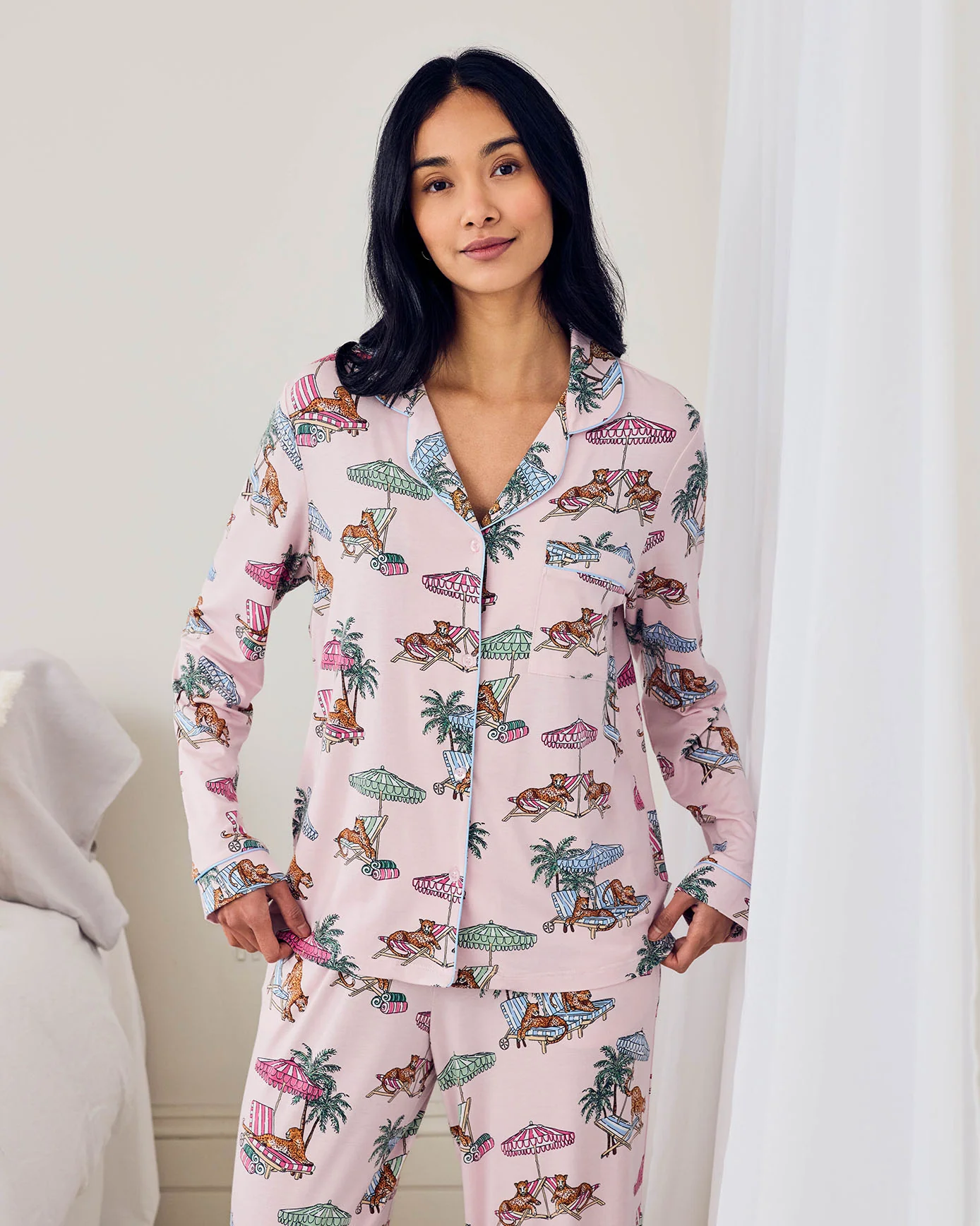 TENCEL™ Modal Lounging Leopards Print Long Pyjama Set - Image 2