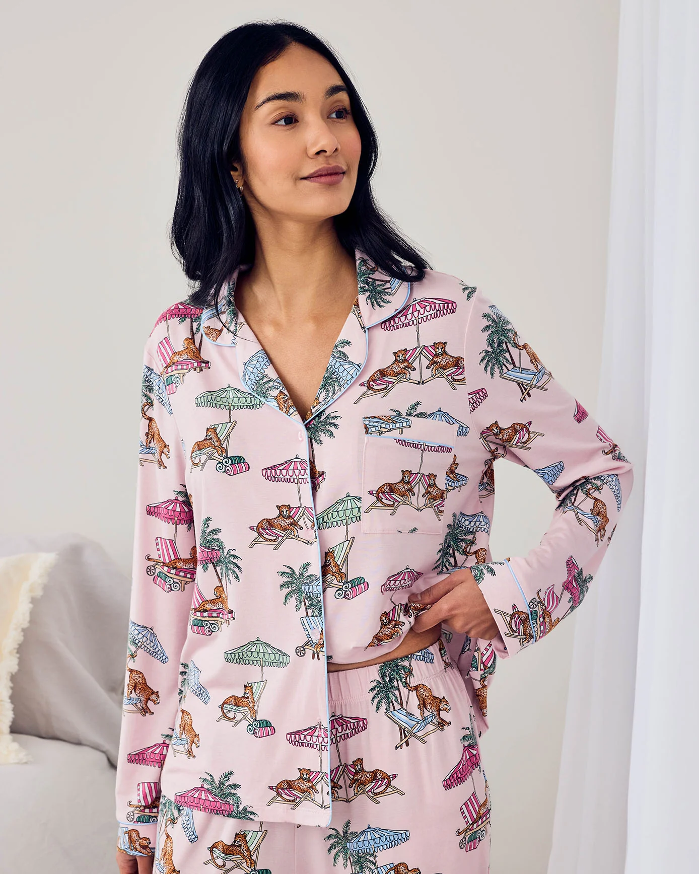 TENCEL™ Modal Lounging Leopards Print Long Pyjama Set - Image 3
