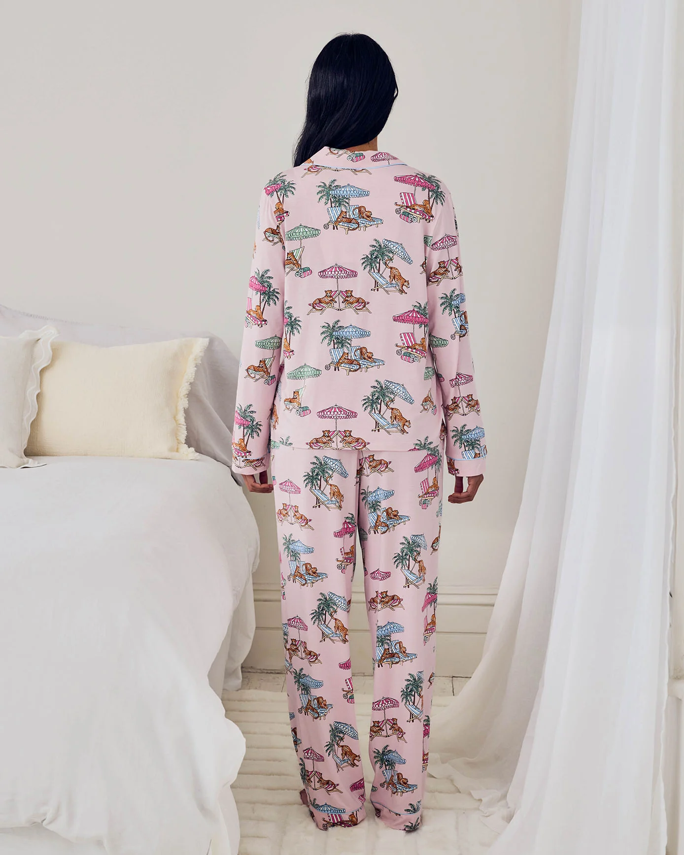TENCEL™ Modal Lounging Leopards Print Long Pyjama Set - Image 4