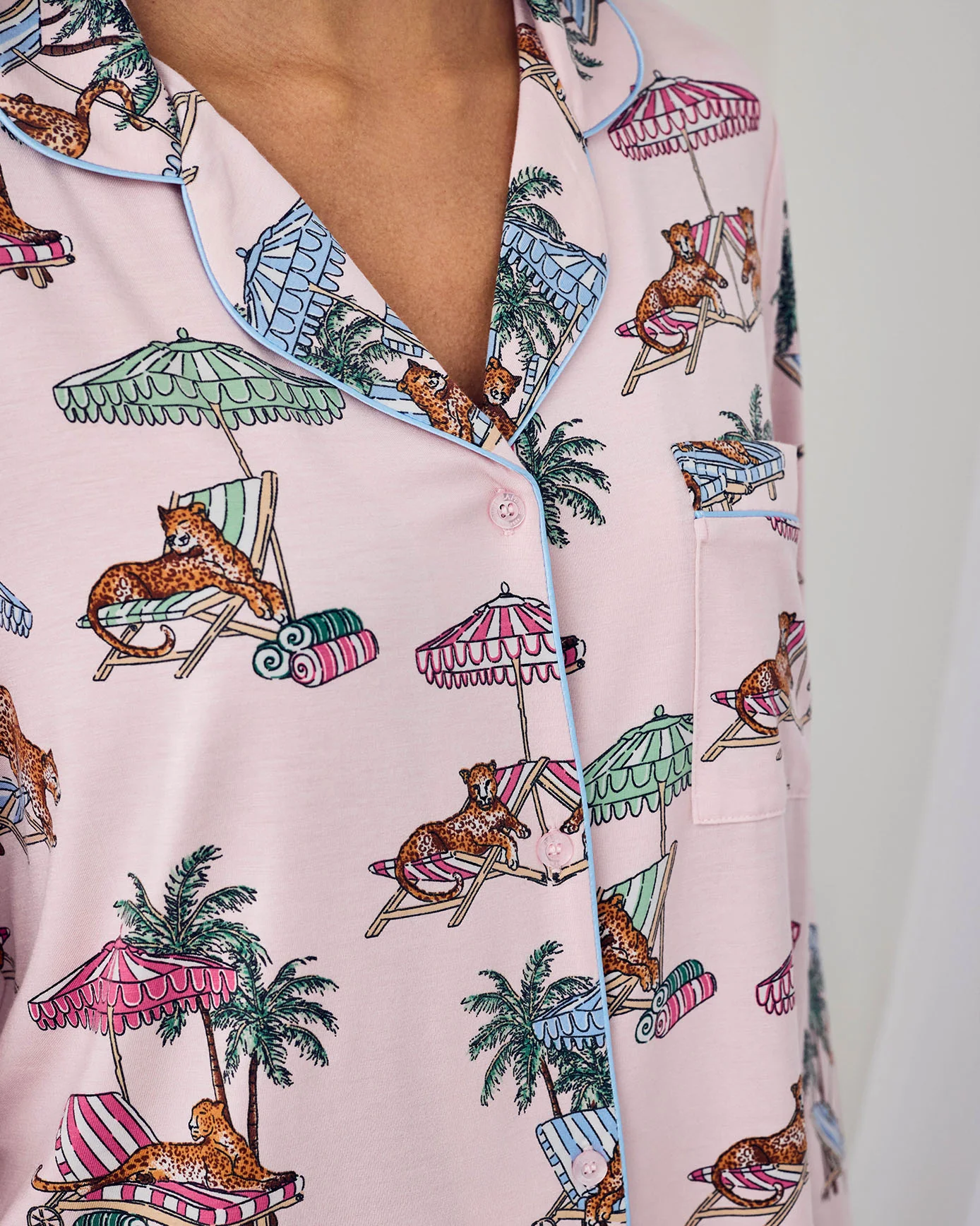 TENCEL™ Modal Lounging Leopards Print Long Pyjama Set - Image 5