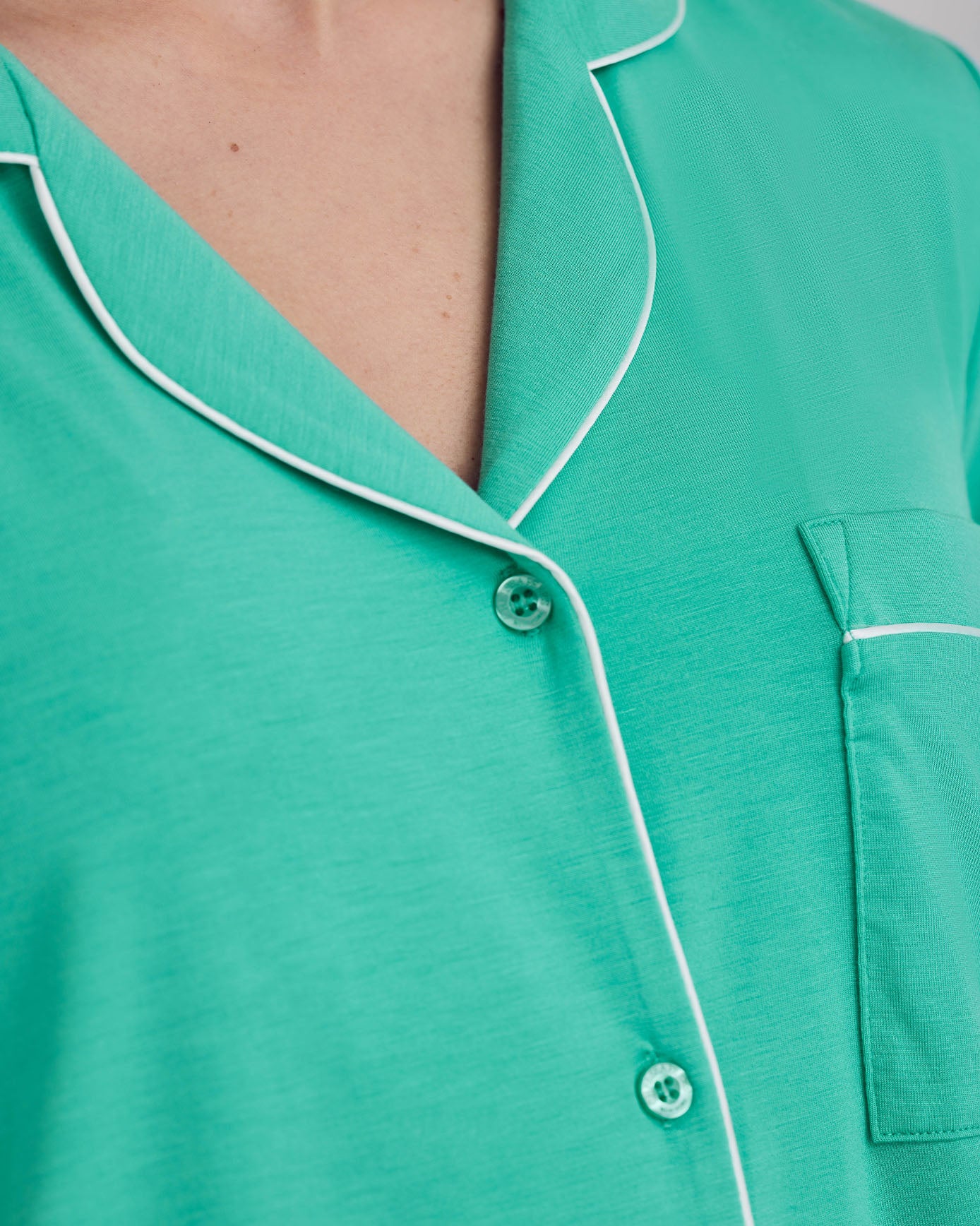 TENCEL™ Modal Short Button Up Pyjama Set - Aqua - Image 6