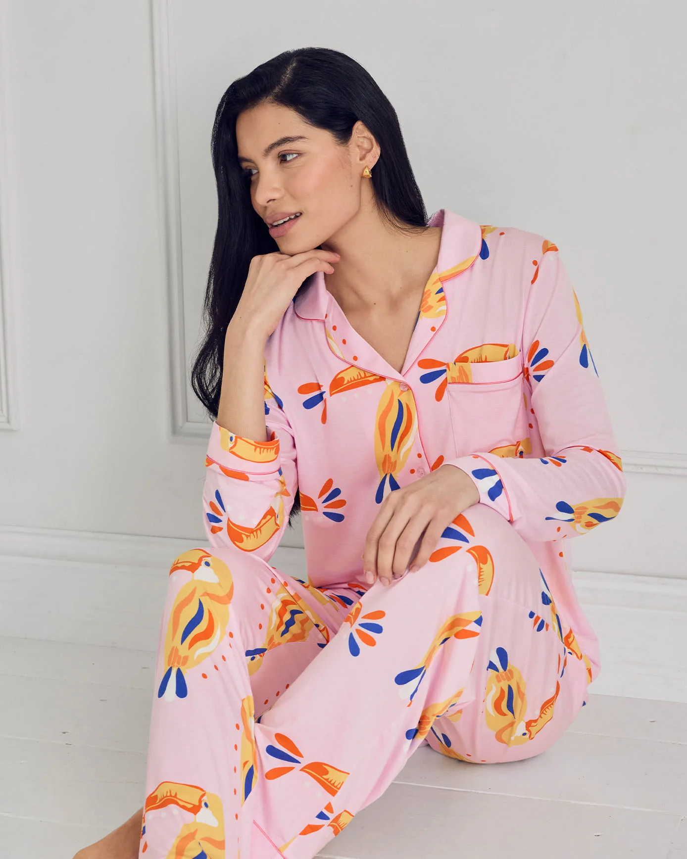 TENCEL™ Modal Toucan Print Long Pyjama Set - Image 5