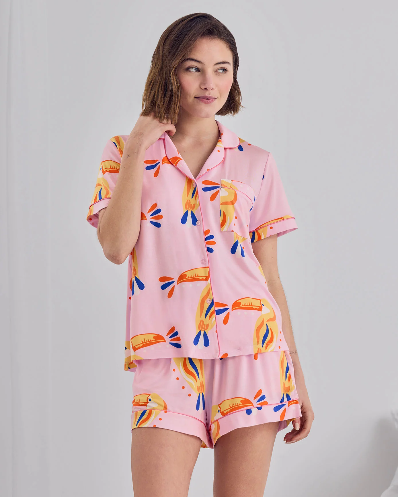 TENCEL™ Modal Toucan Print Short Pyjama Set - Image 3