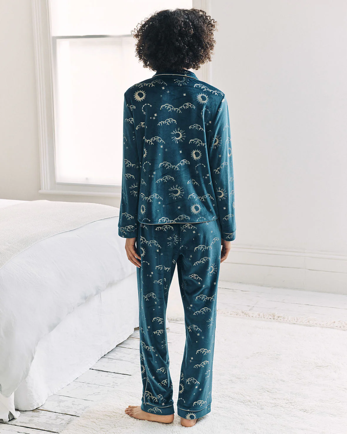 Velour Gold Foil Lunar Skies Long Pyjama Set - Image 4