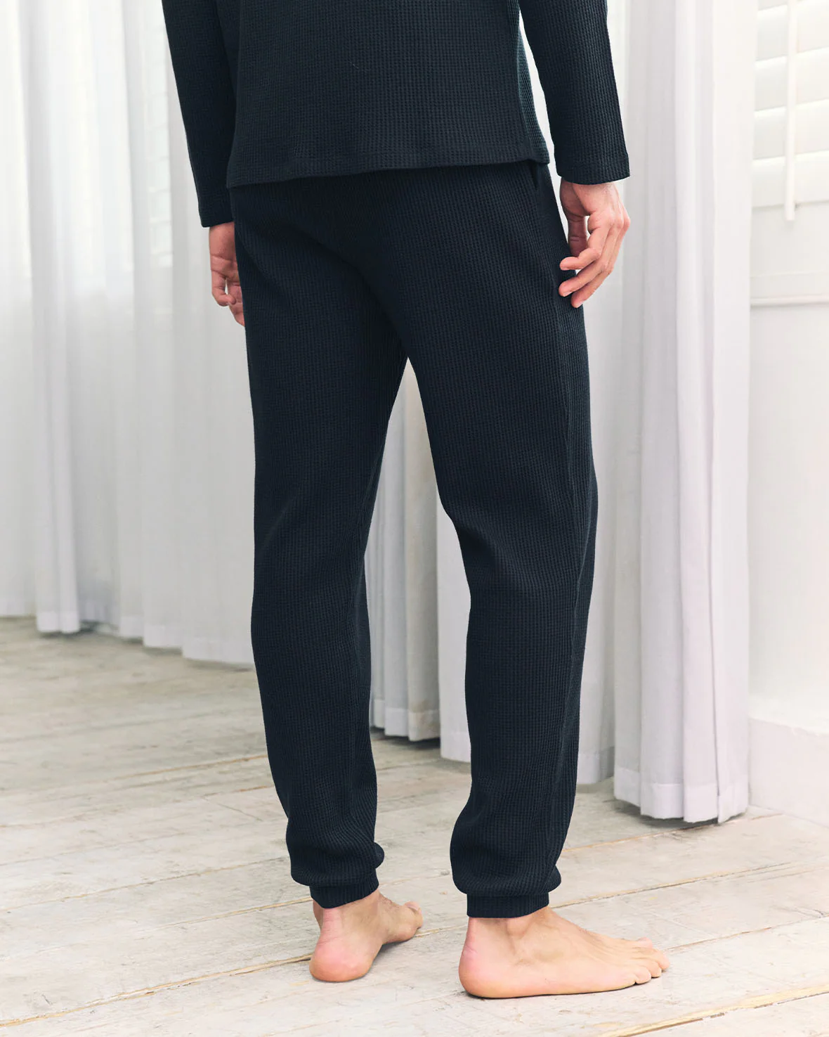 Waffle Long Jogger Lounge Bottoms - Navy - Image 5