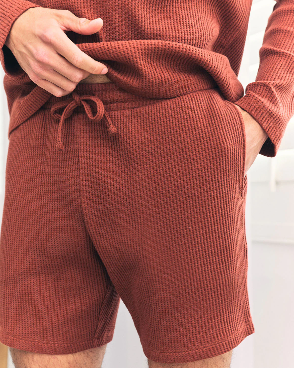 Waffle Lounge Shorts - Rust - Image 5