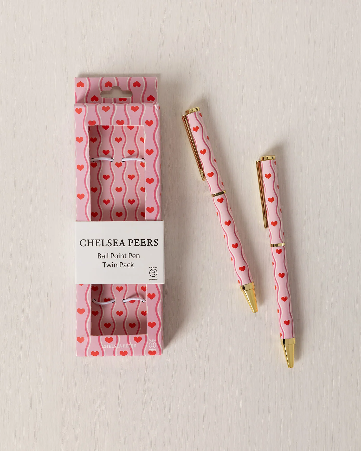Wavy Heart Print Two Pack Boxed Pen Set